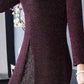 Dress Temperament High-end Fake Two-piece Slim Waist and Thin Spring Long-sleeved Slit Long Dress Women's Clothing
