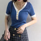 Women V-neck Knitted Pullovers Casual Comfortable Sweater Slim Shirts Temper Elegant T-shirts Spring