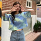 Women's Tie-dye Short-sleeved T-shirt Summer Design Sense Niche Cropped Navel Short Sweet Girl Top Ins Trendy K Pop Schoolgirl Short Top