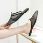 WTEMPO Lace Shoes Mesh Yarn Pointed Head Baotou Flat Wear Outside Sandals and Slippers Women's Shoes