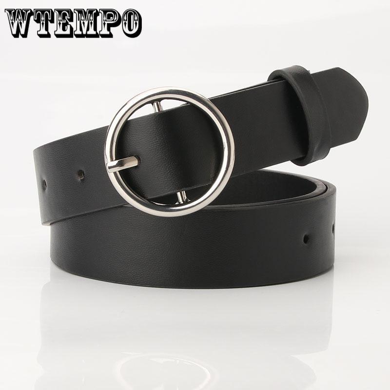 Belts Fashion Women Antique Black Belt Metal Buckle Jeans Women Faux Leather Belt