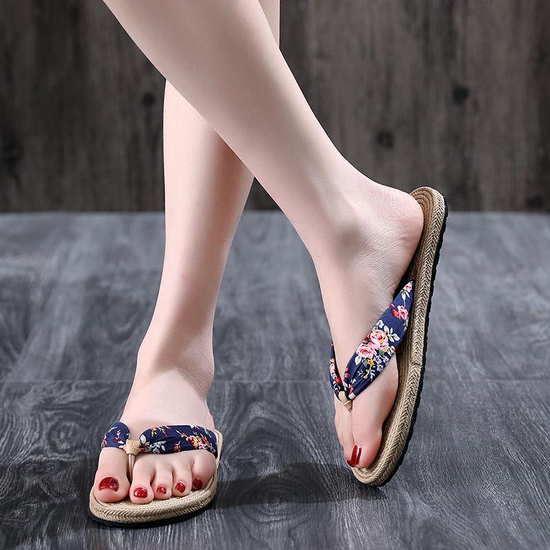Women Shoes Summer Bohemia Floral Beach Sandals Wedge Platform Thongs Slippers Flip Flops for Women Platform Slippers