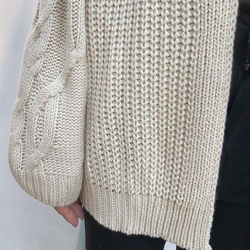 Women's Autumn and Winter Sweater Cardigan Chic Korean Loose Long-sleeved Twist Knit Solid Color Sweater