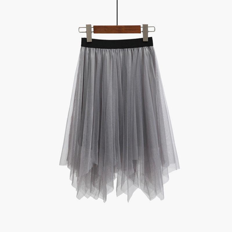High Waist Bottoming Skirt Loose Short Women's Black Mesh Gauze Skirt Fluffy Ins Solid Color Skirt