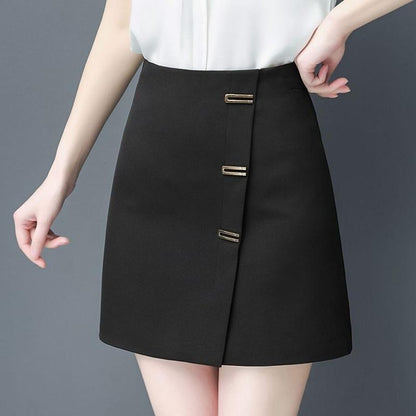 Black Short Skirt Women Sexy A-line High Waist Zipper Elastic Waist Club Casual Home Office