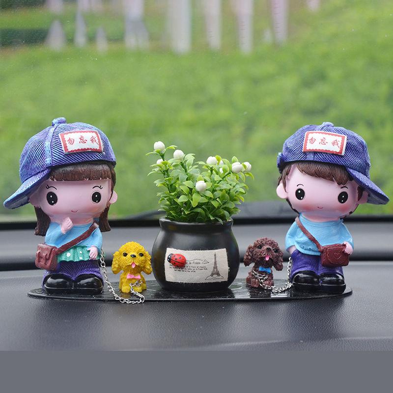Cartoon Doll Decoration Set Car Center Console Decoration Creative Car Interior