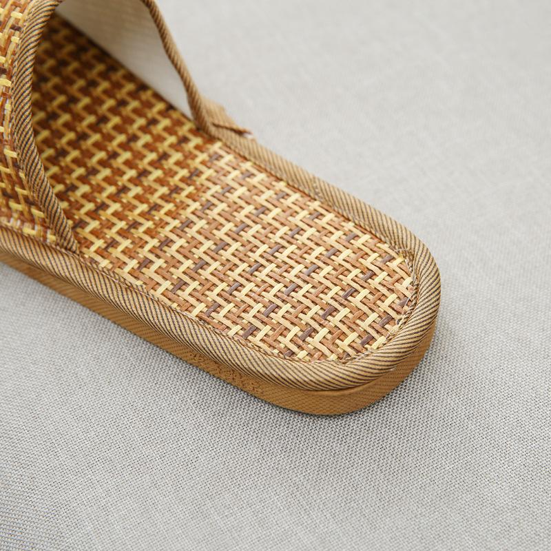 Summer Stand Bamboo Mat Rattan Couple Slippers Indoor Natural Color Indoor Home Sandals
