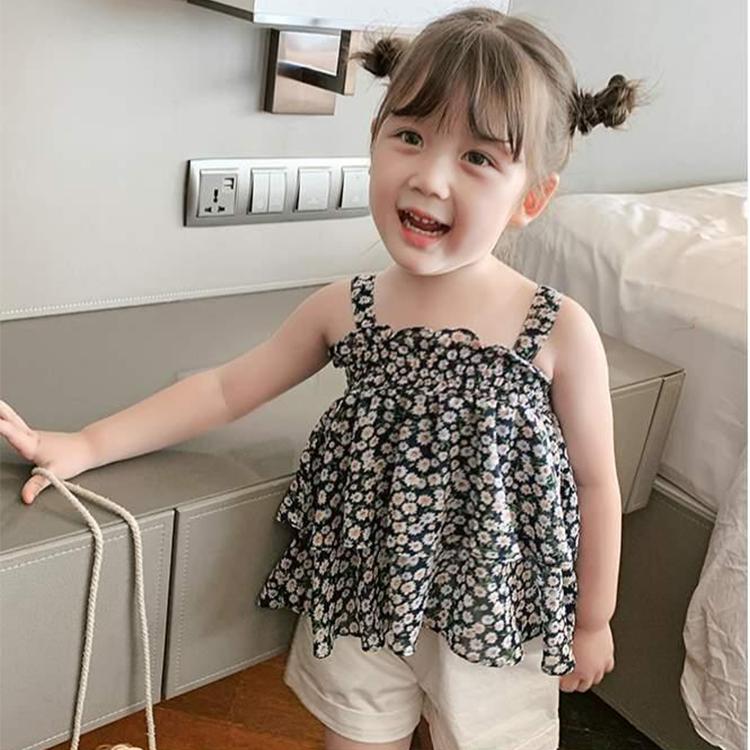 Children Dress Girls Summer Thin Dress Suspender Dress Floral Strapless Princess Dress Ruffled Vest Skirt
