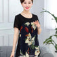 Women's Summer Short Sleeve Chiffon Shirt Mommy's Large Size Loose Floral Top