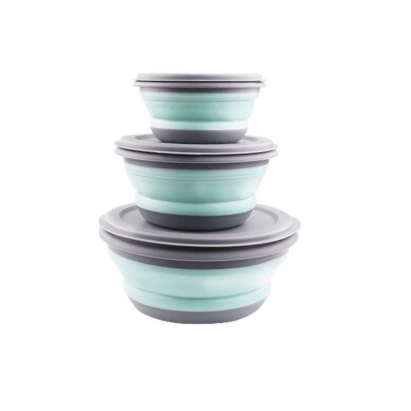 3Pcs Folding Camping Bowl Set Portable Silicone Kitchen Containers for Travel Outdoor Camping