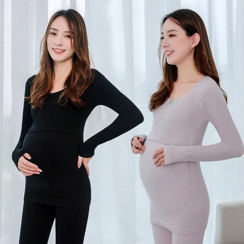 Pregnant Women's Suit Warm Underwear During Pregnancy Pregnant Women's Postpartum Breast-feeding Clothes Maternity Clothes Cotton Sweater
