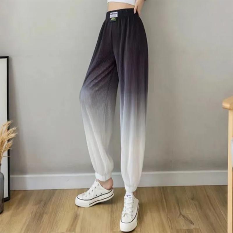 Gradient Color Design Sense Leggings Ice Silk Drape Women's Pants Summer Loose Thin Casual Sports Pants