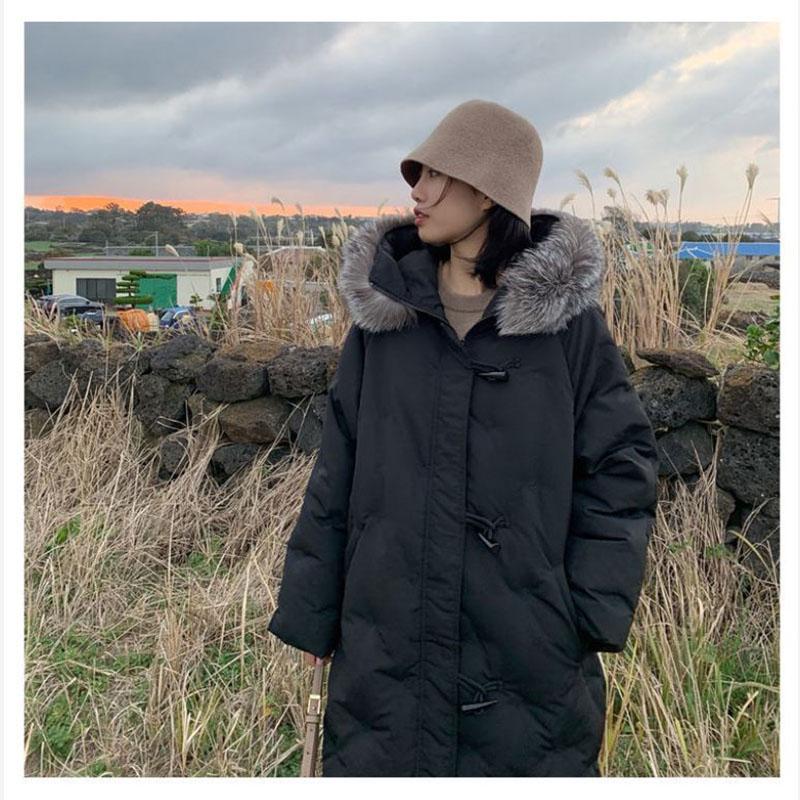 Down Jacket Winter Korean Fashion Big Fur Collar Mid-length Hooded Thick Warm Large Size Jacket Suitable for Women
