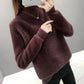 Half Turtleneck Solid Color Long Sleeve Pullover Sweater Mink Cashmere Sweater Thicken
