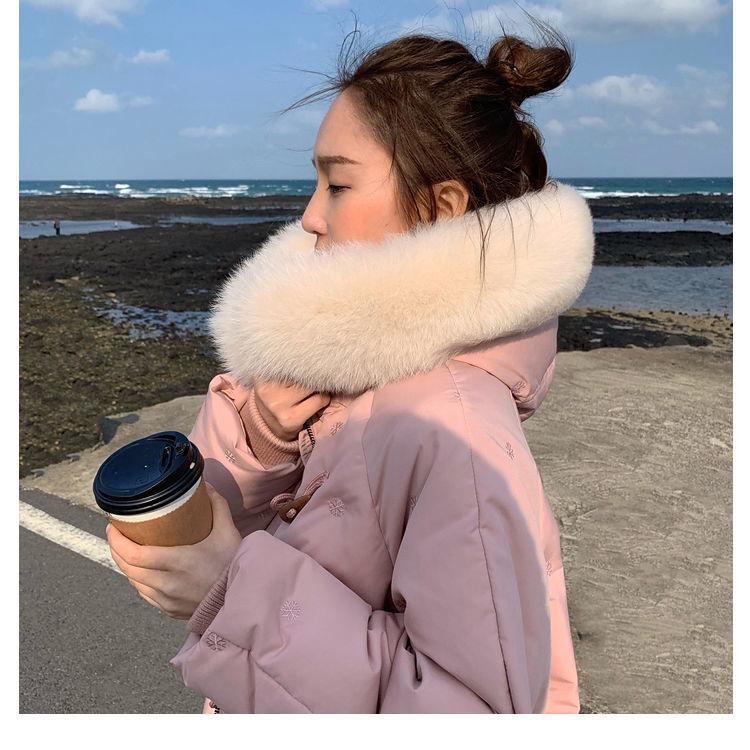 Large Fur Collar White Duck Down Jacket Women Mid-length Loose Thick Women's Winter Coat