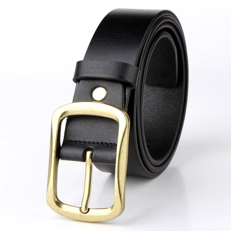 Men Waistband Casual Dress Leather Pin Metal Buckle Belt Black Brown Strap