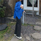 Pofulove Winter Pullover Lazy Wind Solid Color Split Fork Thick Loose Sweater Female Students