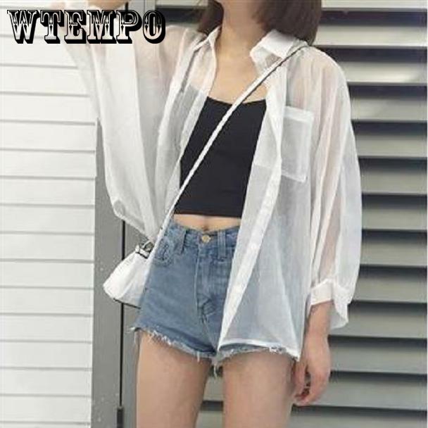 Women's Thin Loose Female Chiffon Sun Protection Clothing Cardigan Shawl Women's Shirt