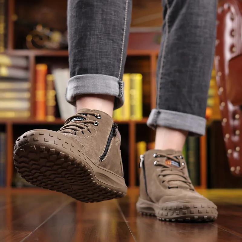 Men's Cotton Shoes, Leather and Wool Plus Velvet, Thick Warmth, Leisure High-top Snow Boots