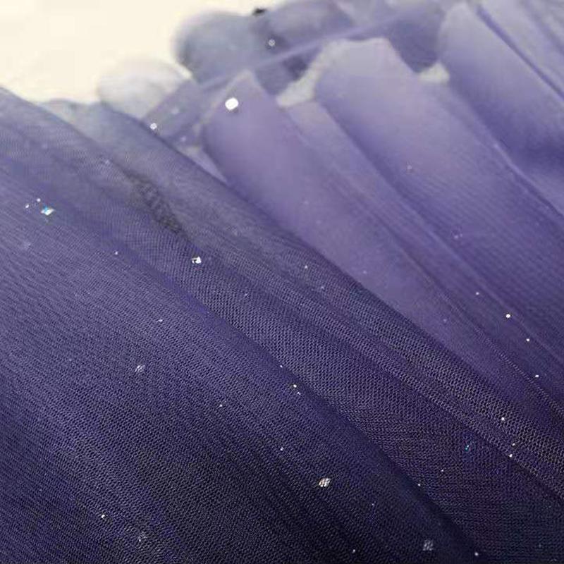 Starry Sky Gradient Color Skirt High Waist Sequined Mid-length Mesh Gauze Large Swing Skirt Women's A-line Skirt Dream Skirt