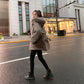 Fur Collar Women's Check Cotton Down Coat Parka Coat Plus Size Coat