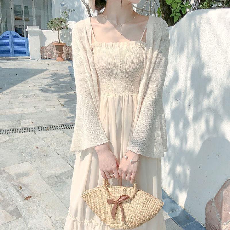 Summer Chiffon Spaghetti Strap Dress Women Sexy A-line Strapless Dress Beach Party Dress