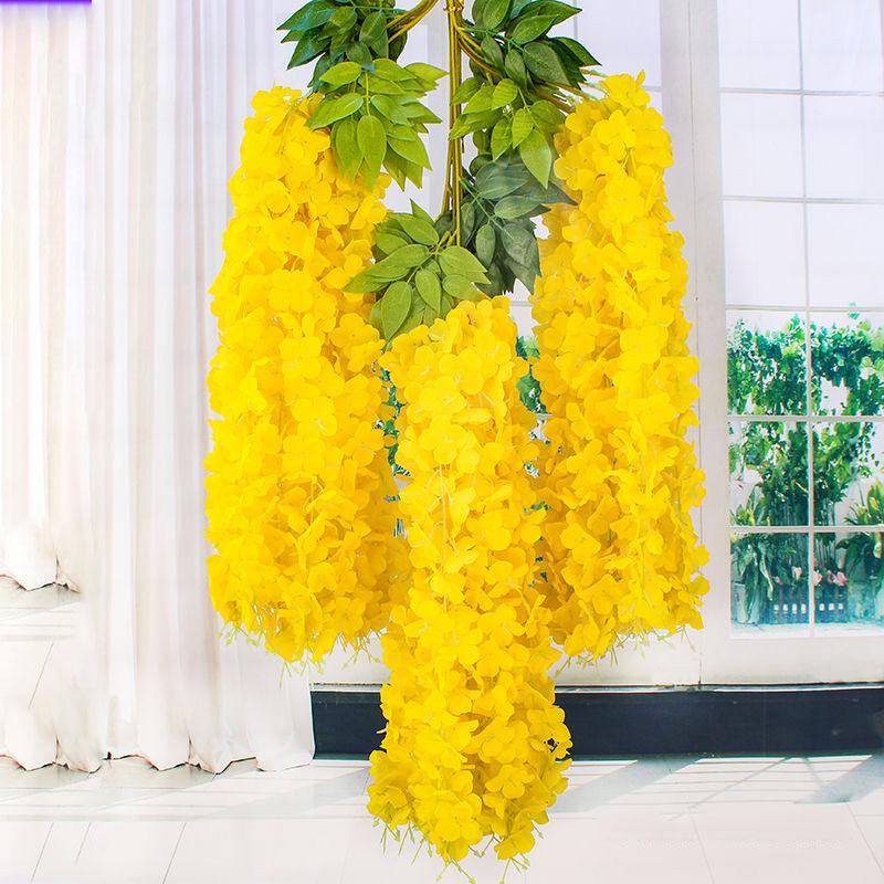 Artificial Wisteria Flower Bean Flower String Violet Plastic Silk Flower Decoration Vine Plant Flower Wedding Fake Flower Rattan