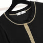 Black Round Neck Dress for Fall/winter 2021 Contrast Color Waist Knit A-line Dress Knitted Base Dress