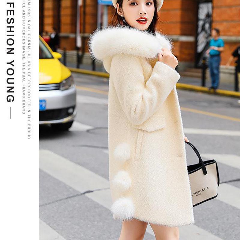 Fashion Women's Woolen Coat Popular Korean Imitation Mink Velvet Gold Mink Mid-length Coat