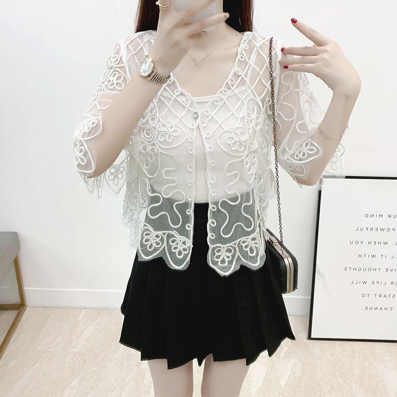Irregular Summer Short Coat Cardigan Women Solid Color Sun Protection Thin Air Conditioning Shawl
