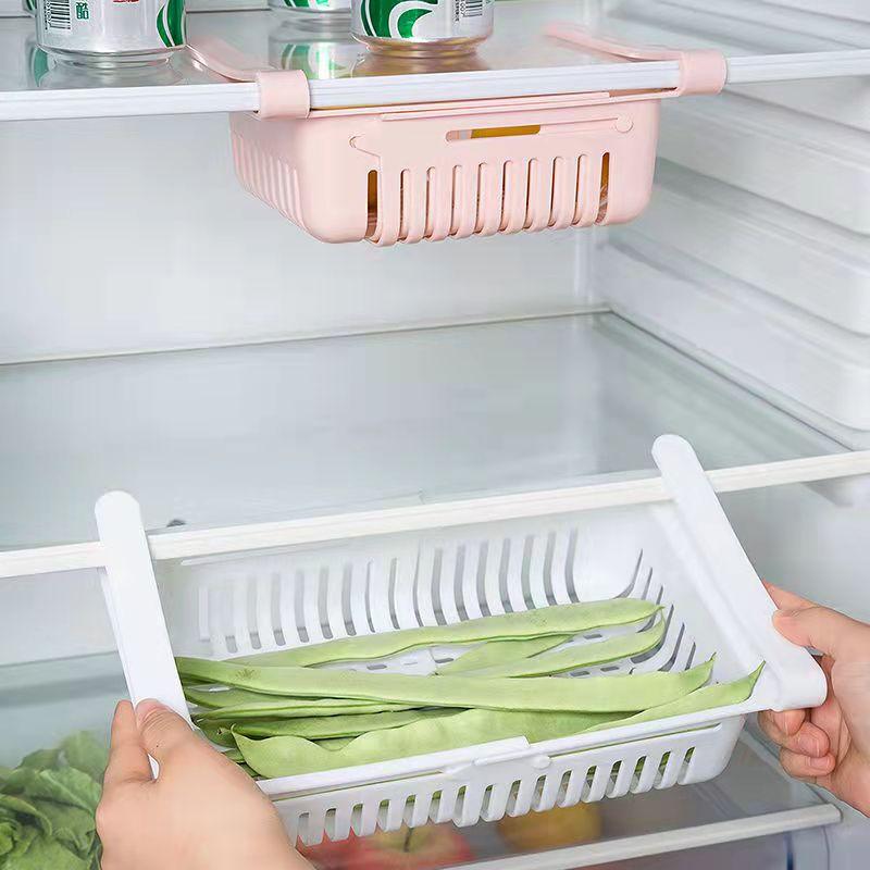 4Pcs Refrigerator Storage Basket Box Fresh-keeping Retractable Egg Storage Basket Drawer Pull-out Multifunctional Fruit Basket Hanging Artifact