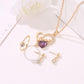 Set of Jewelry Jewelry Love Heart Necklace Earrings Ring Fashion Three-piece