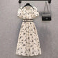 Large Size Women's Dresses Summer Fashion Temperament Waist-covered BellyThin Floral Dress