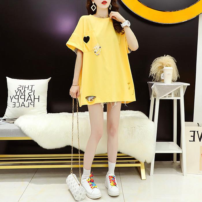Women Loose  T-shirt Dress Girl Loose O-Neck Casual Long Big Home Comfort Outer Convenient