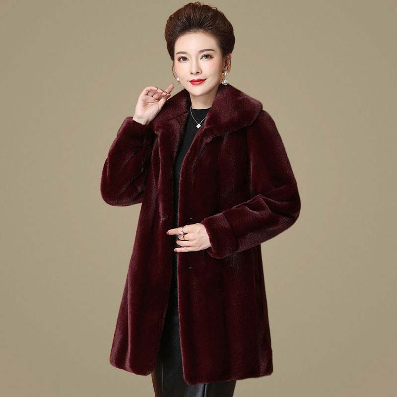Winter Imitation Mink Fur Coat Female Fur One-piece Imitation Mink Velvet Fur Coat Mid-length Thickening