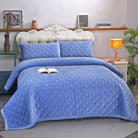3pcs/set Crystal Velvet European-style Bed Sheet Simple Blanket Large Non-slip Simmons Protective Cover