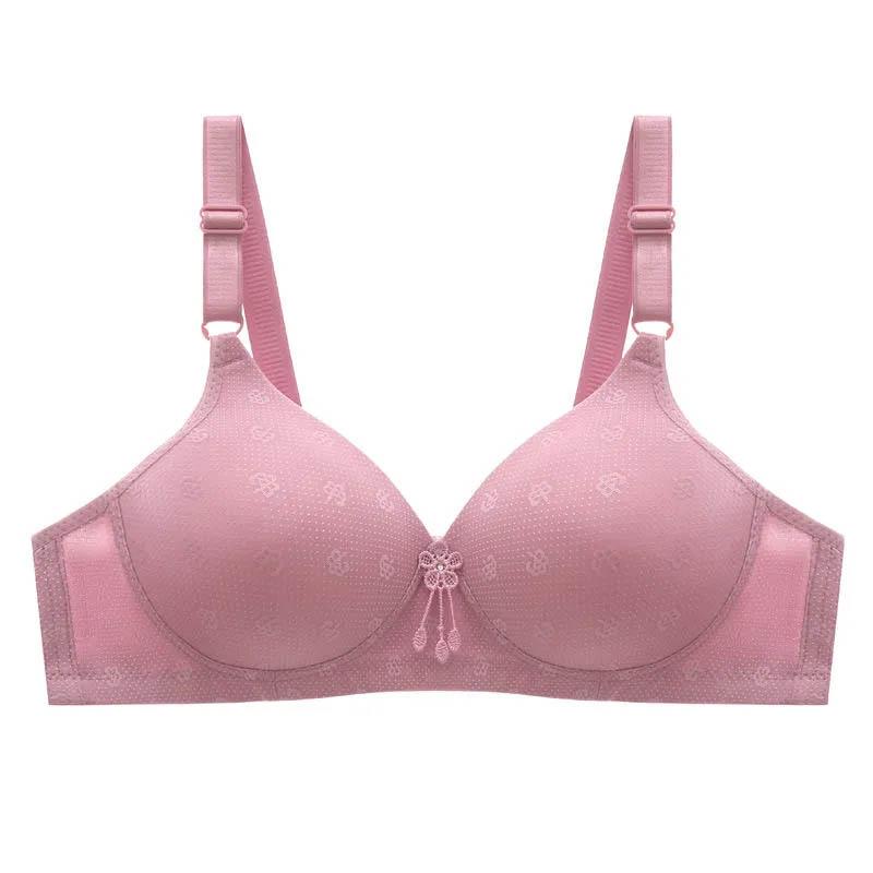 Large Size Jacquard Thin Bra No Steel Rings Gathering Comfortable Receiving Side Breast Breathable Sexy Soft Ladies Bra
