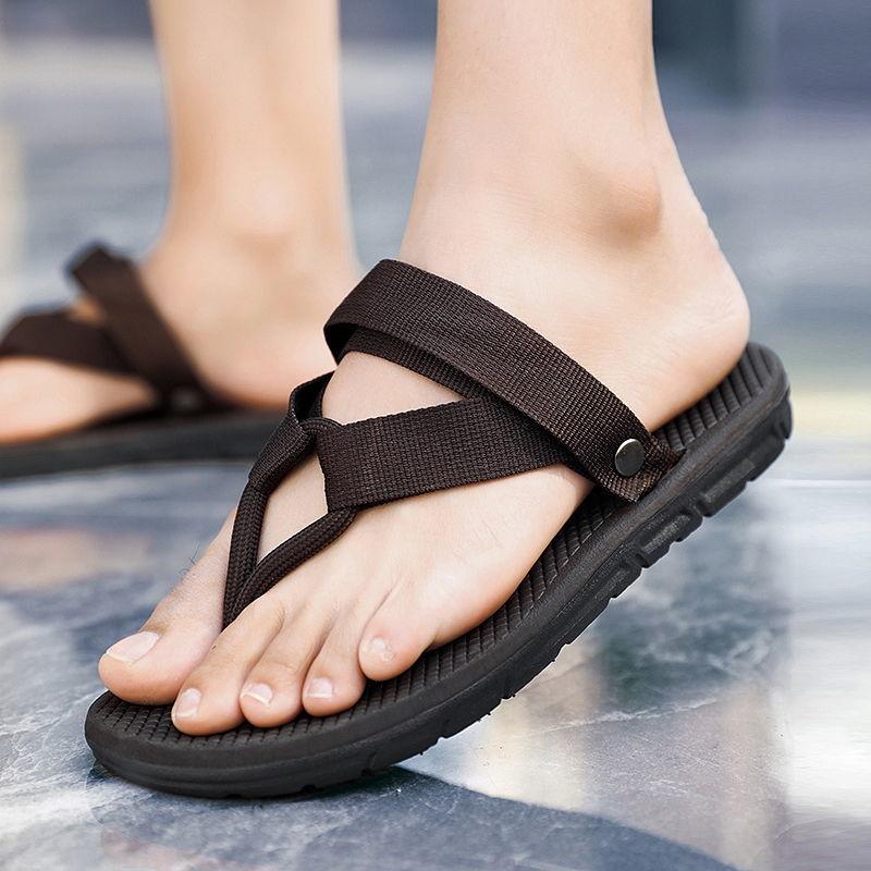 Men Flat Flip Flops Loafer Sandals Shoes Open Toed Slippers Breathable Outdoor Non-slip Beach