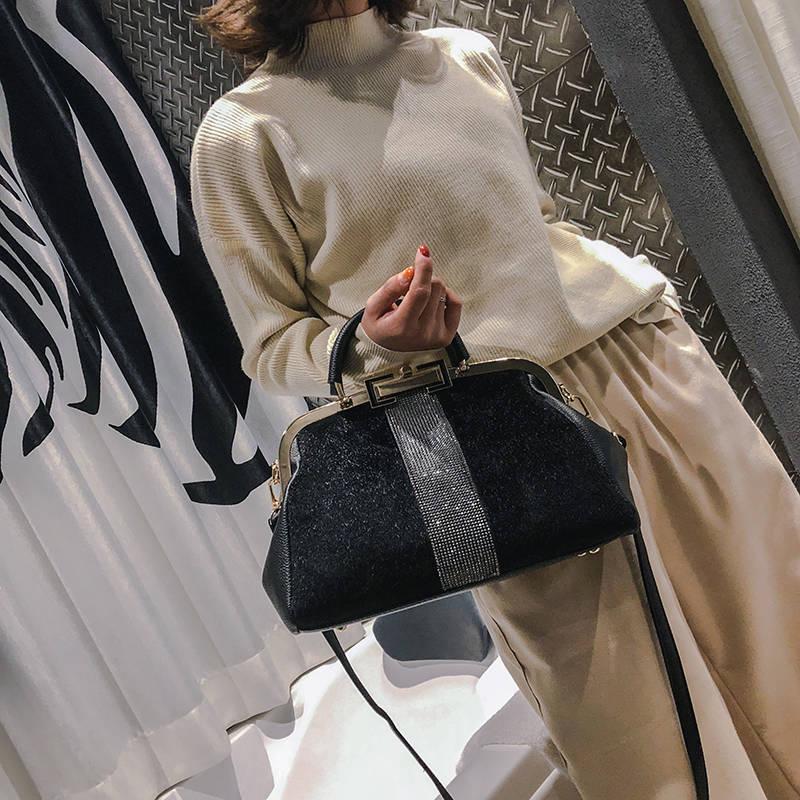 Ladies Handbag Diamond Temperament Handbag Leather Bag Messenger Bag