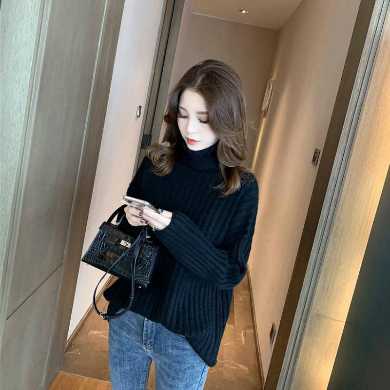 Winter Women's Sweater Loose Turtleneck Long-sleeved Knitted Pullover Thickened Sweater