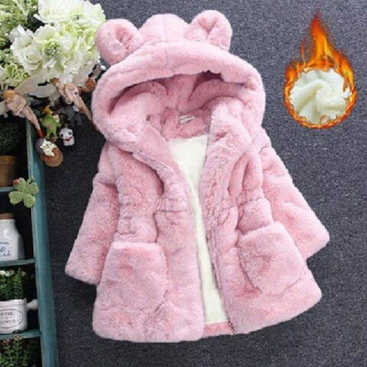 Baby Girls Jacket Kids Boys Fashion Coats Artificial Fur Warm Hooded Autumn Winter Girls Infant Clothing Children's Jacket