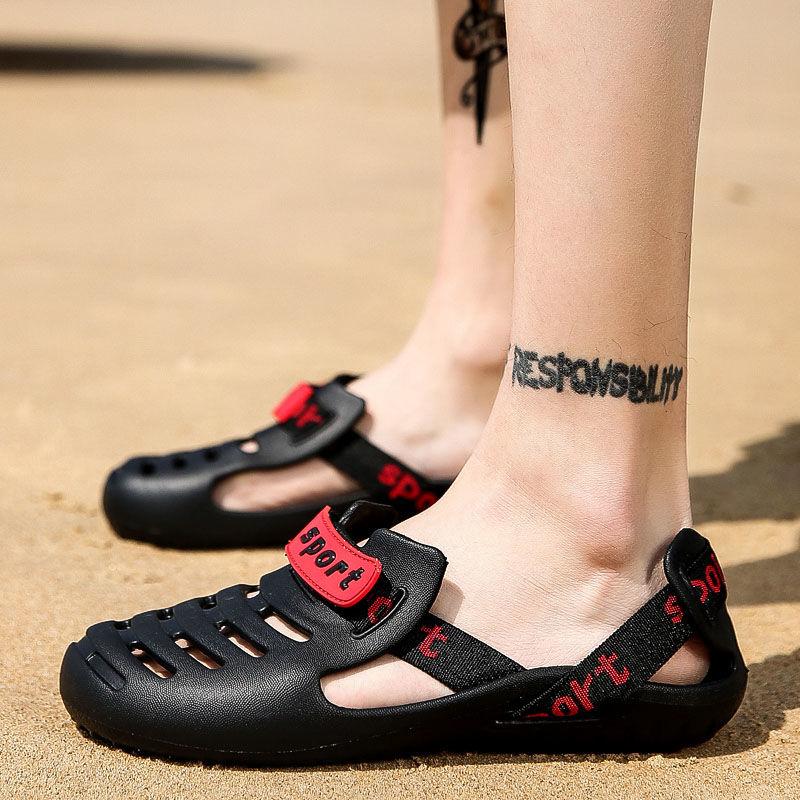 Summer Men's Personality Hollow Hole Shoes All-inclusive Breathable Plastic Sandals Seaside Wading Non-slip Beach Shoes