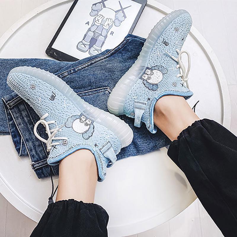 Korean Couple Breathable Running Shoes Summer Fly Woven Breathable Casual Sneakers Trend Canvas Coconut Shoes