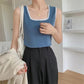 Velvet Women Vest Sexy Winter Thermals Square Neck Sleeveless Warm Body Tops Slim Solid Seamless Inner Wear Thermal Underwear