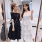Fashion Women Plus Size Dress Summer Polka Dot Layered Dress Slash Neck Off-shoulder Dress Party