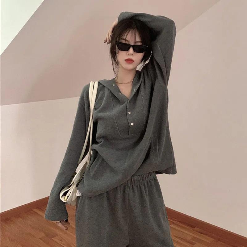 2PCS Women's Extra Large Autumn Suit Fat Girls Casual Long Sleeve Sweater + Wide Leg Pants Two Piece Sports Suit Jogging Suit