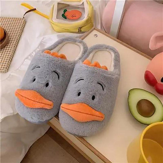 Cute Duckling Cotton Slippers To Keep Warm Autumn and Winter Flat Shoes Indoor Non-slip Cotton Shoes Soft Shoes