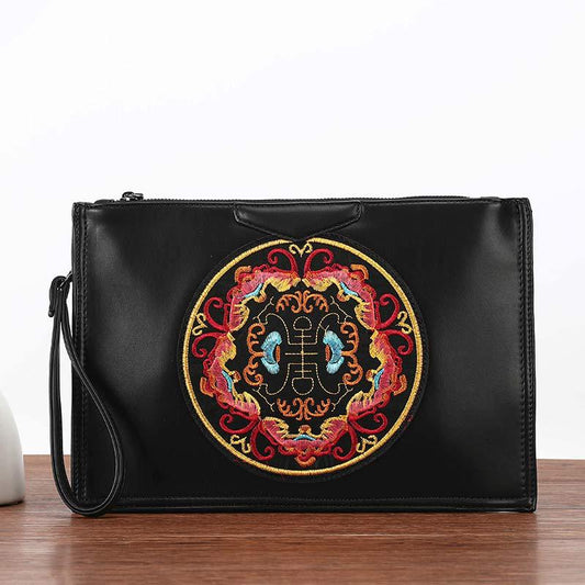 Business Briefcase Men National Style PU Leather Joker Zipper Waterproof Handbag Shoulder IPAD Bag