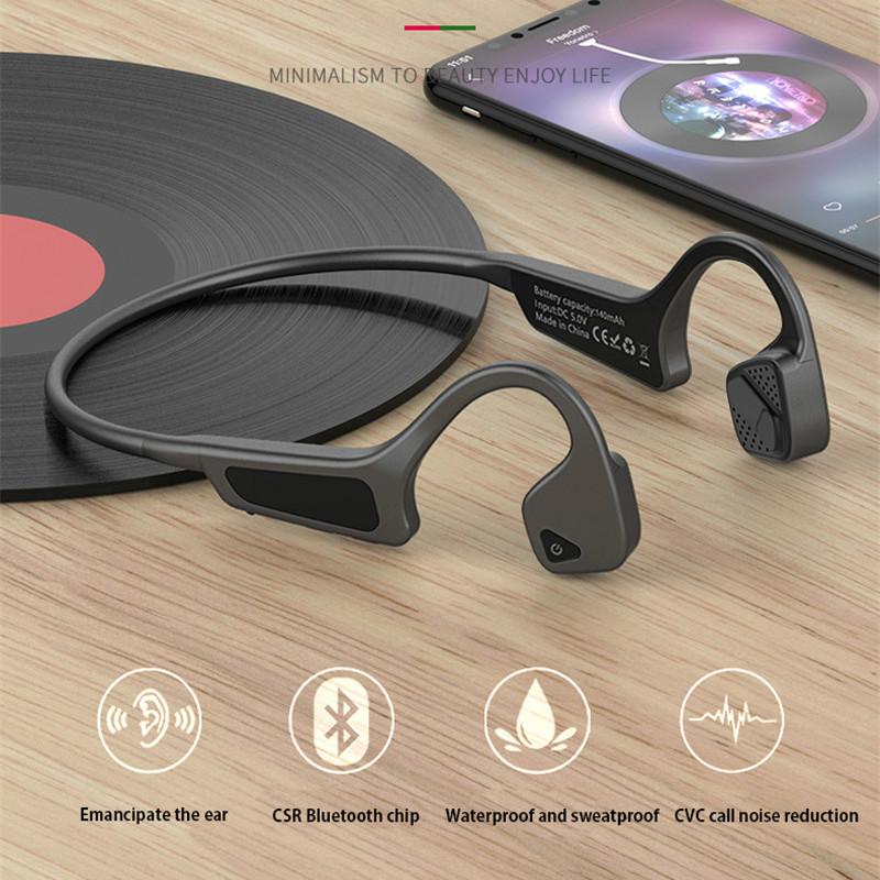 Bone Conduction Wireless Headphones Hifi Bluetooth Earphones Sport Gaming Headset Handsfree with Mic
