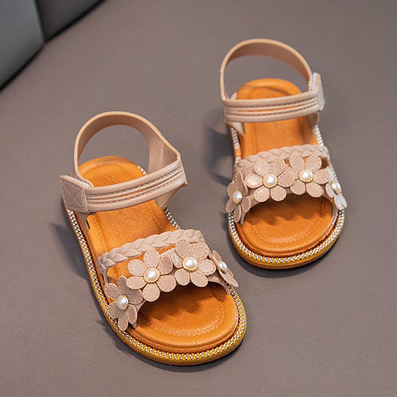 Sandals Girls Kids Sandals Princess Sweet Flower Children Summer Beach ShoesBrand New Soft Sweet Floral with Pearl